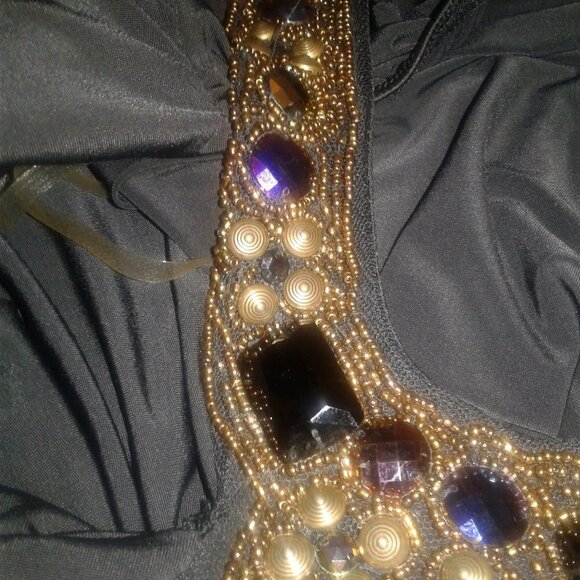 Kiwi Black Beaded Halter Style Top 1X - Picture 9 of 14